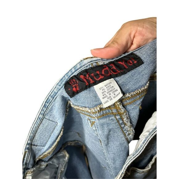 Vintage Y2K Mudd Mid Rise Lace Up Jean Shorts Womens Size 9 - Picture 5 of 5